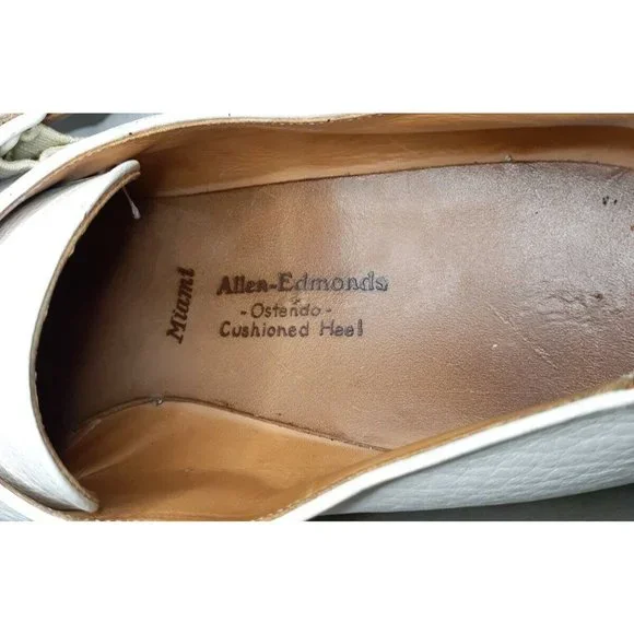 Allen Edmonds Ostendo Shoes Miami Size 12 AA White Cushion Heel USA
